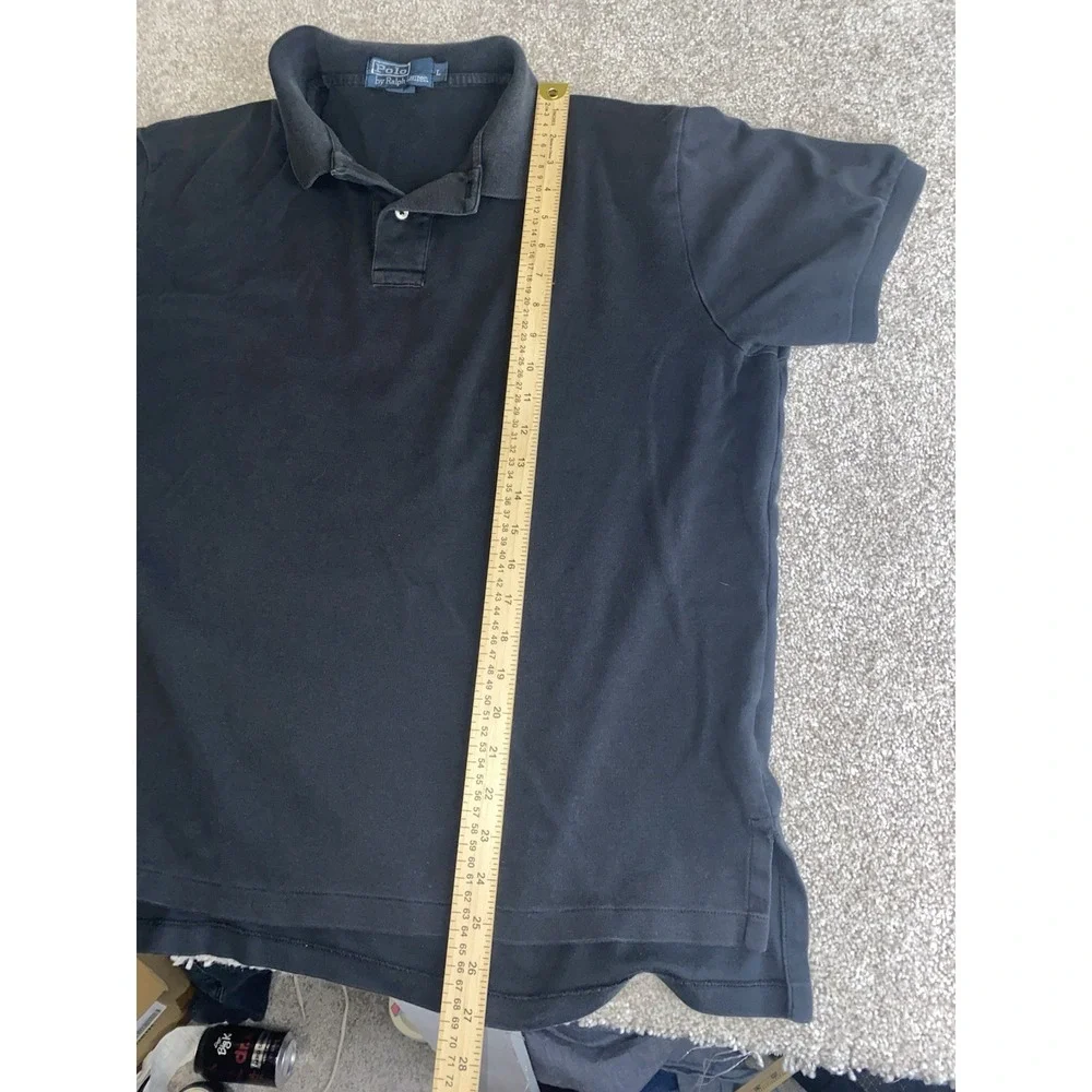 Polo Ralph Lauren Solid Black Polo Shirt Soft‎ Cotton Red Pony Mens Large Read